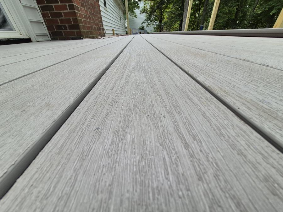 Close-up of PVC deck boards